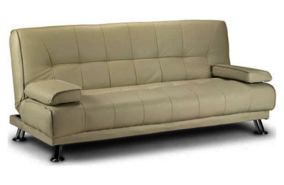 Venice Leather Effect Clic Clac Sofa Bed - Cream